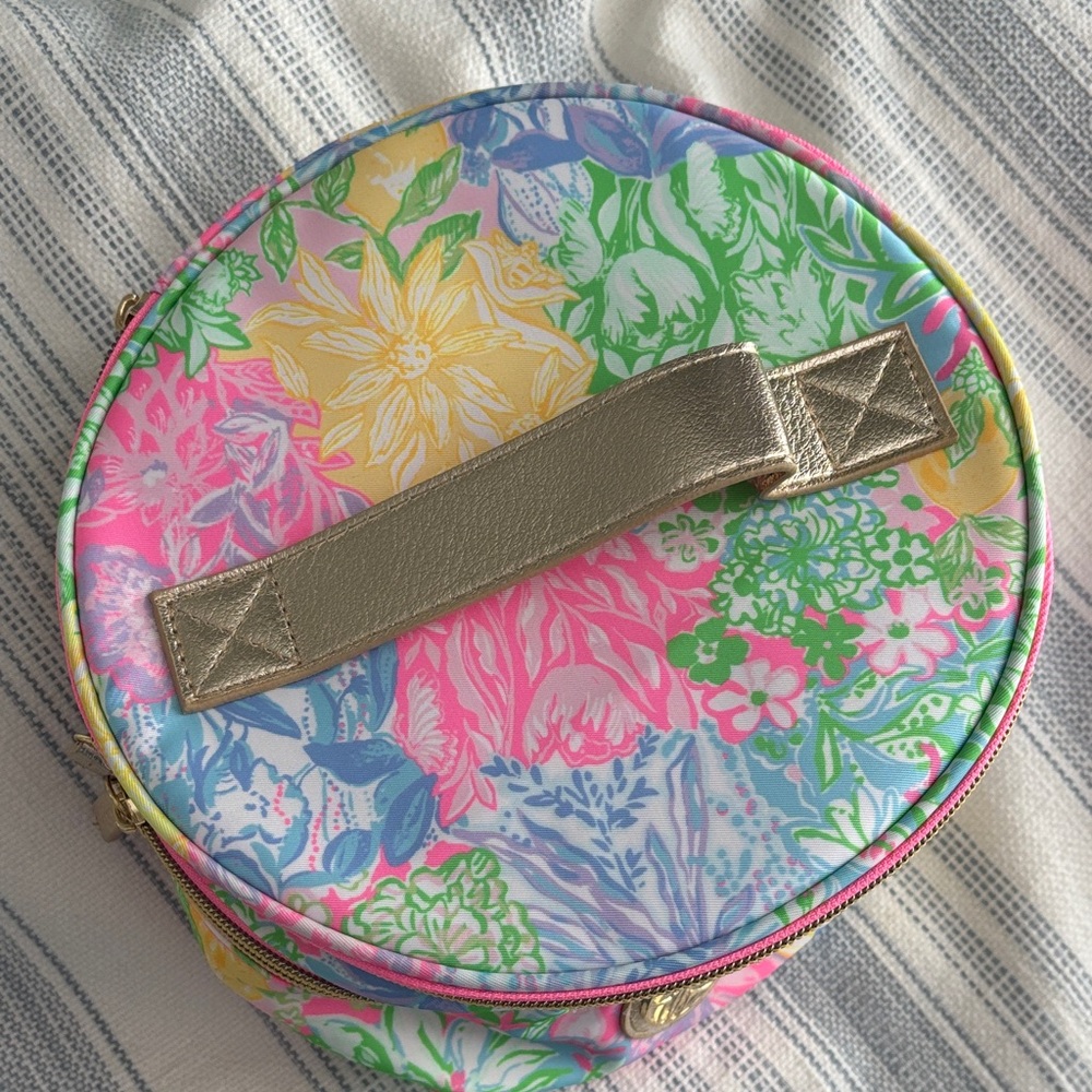 Lilly Pulitzer Bright Floral Double-Zip Cosmetic Case with Gold Emblem - Picture 2 of 5